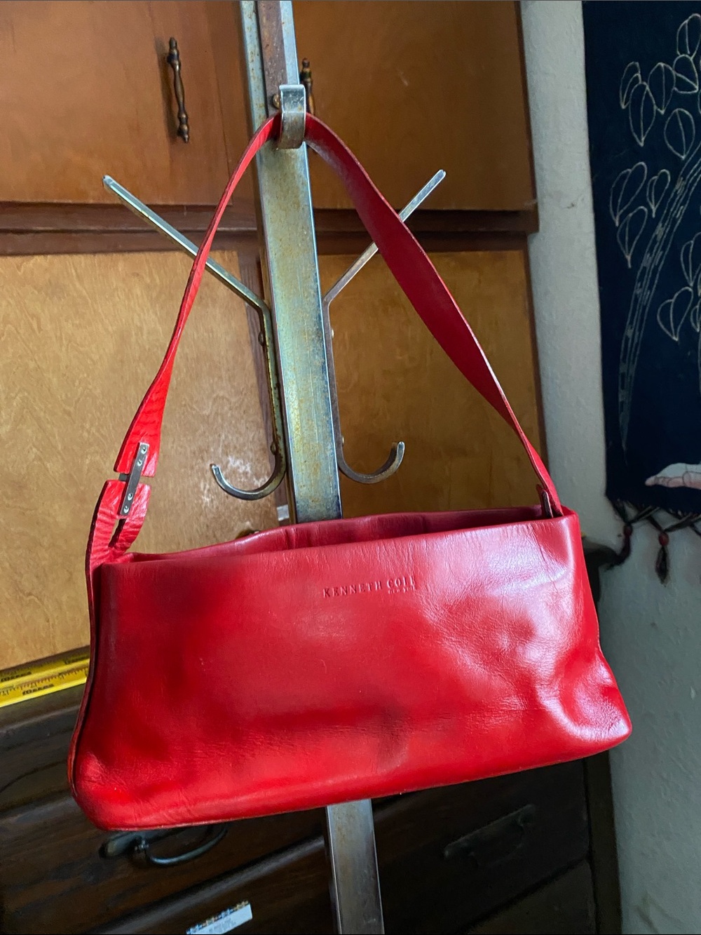 Kenneth Cole Cherry Red Leather Shoulder Bag